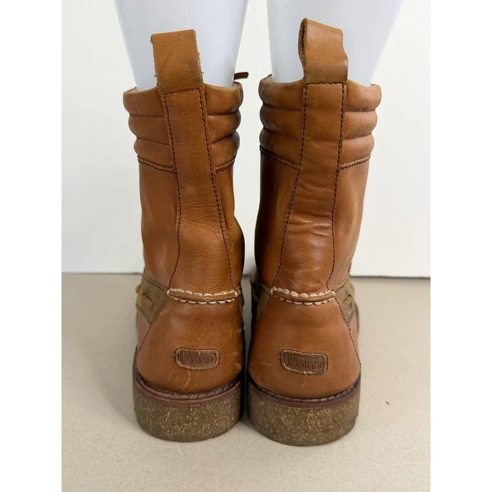 Polo Ralph Lauren Regiment Boots Mens 10.5D‎ Tan Brown Leather Rugged Outdoor